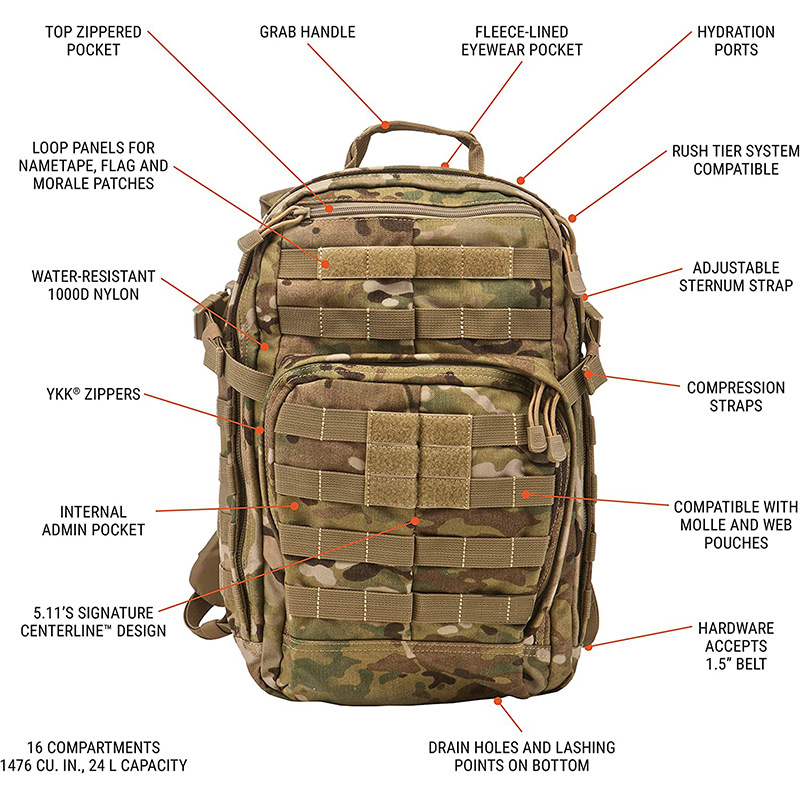 MOLLE Assault Backpack, Tactical Backpack Military Army Camping Rucksack, 3-Day Pack Trip
