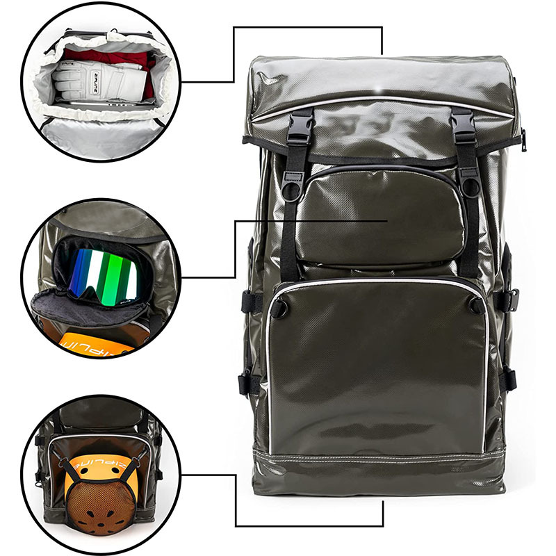 Ski Boot Bag, 35L Waterproof Ski and Snowboard Boots Travel Backpack for Skis, Snowboard, Ski Helmet